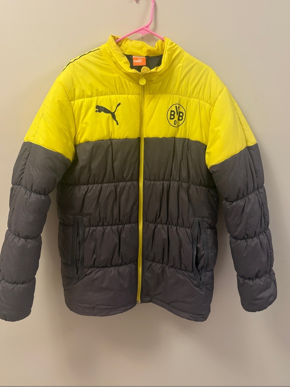 Borussia Dortmund Puma Yellow and Gray Men's Jacket with BVB Logo